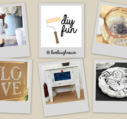 DIY Fun with livelaughrowe.com. Featuring a tablscape, burlap art and more