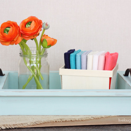 From shadow box to fabulousness! DIY Decorative Tray with leather handles with livelaughrowe.com