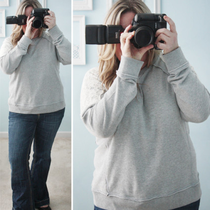 Gray Lace Crop Sweatshirt for WIWW