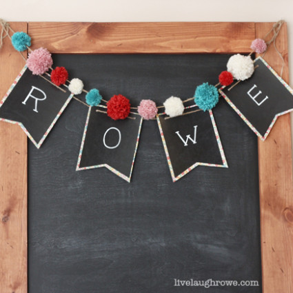 Super fun and easy DIY Chalkboard Pennant Banner with livelaughrowe.com