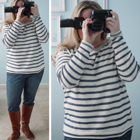 Striped Lace Sweatshirt for What I Wore Wednesday with livelaughrowe.com