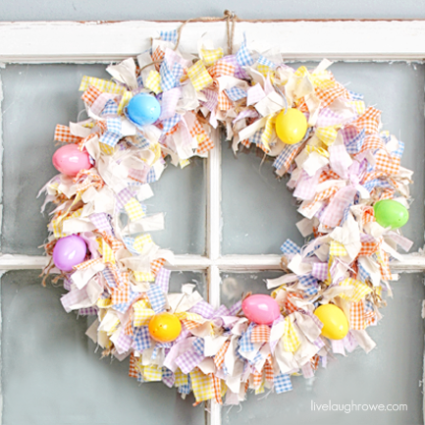 Such a lovely Scrap Fabric Easter Wreath with livelaughrowe.com