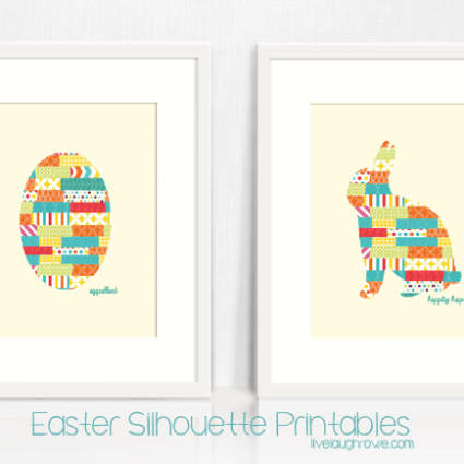 Two Easter Silhouette Printabls. Cute rabbit or egg with livelaughrowe.com