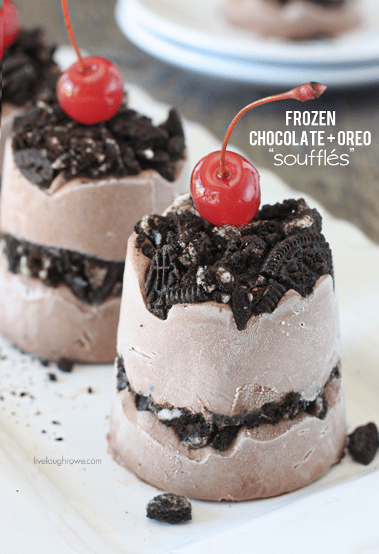 Frozen Chocolate and Oreo Soufflés with livelaughrowe.com #frozentreat