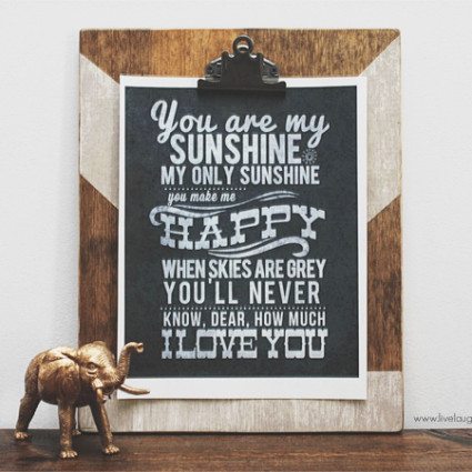 You Are My Sunshine Free Printable