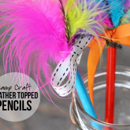 Super fun craft for the kids! Feather Topped Pencils. Tutorial at livelaughrowe.com