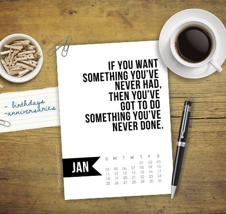 Free 5x7 Printable Calendar for January 2015 with inspirational quote! www.livelaughrowe.com