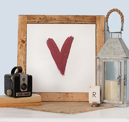 Abstract Heart Art and DIY Rustic Frame. Great project for holiday decor or for wedding and anniversary gifts! www.livelaughrowe.com