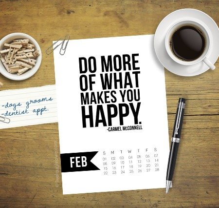 Free 5x7 Printable Calendar for February 2015 with inspirational quote! www.livelaughrowe.com #printable #calendar