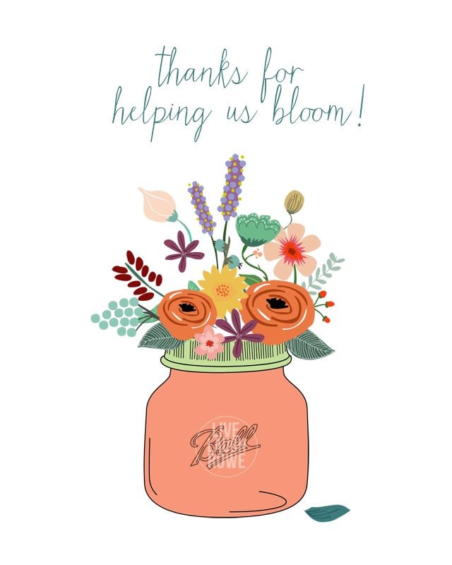 Thank You For Helping Us Bloom Free Printable