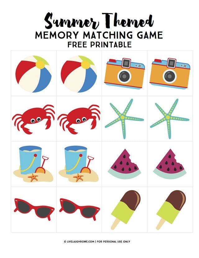 Memory Matching Game Printable