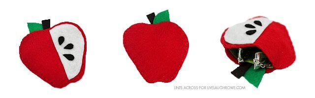 Cute fruit shaped gift pouches made from felt. Great for gifting cash, small jewelry or trinkets. livelaughrowe.com