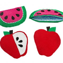 Cute fruit shaped gift pouches made from felt. Great for gifting cash, small jewelry or trinkets. livelaughrowe.com
