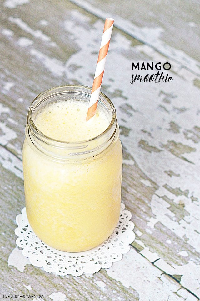 Perfect for breakfast or an mid-afternoon snack, this Mango Smoothie has fruit, protein and flavor! livelaughrowe.com