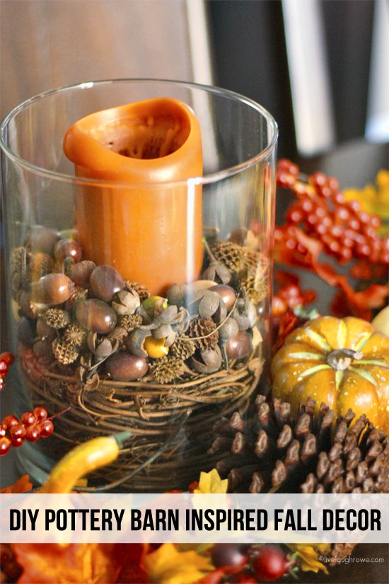 Simple and Inexpensive DIY Pottery Barn Inspired Fall Decor.  Tutorial at livelaughrowe.com