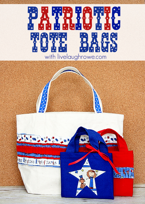 A Patriotic Craft using fabric and tote bags with livelaughrowe.com