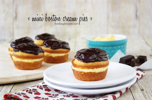 Mini Boston Cream Pies with livelaughrowe.com