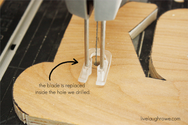 Blade is placed inside the drilled hole
