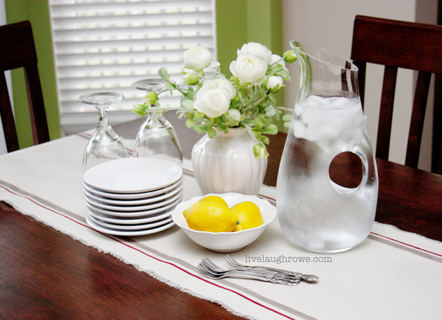 Stenciled Drop Cloth Table Runner with livelaughrowe.com