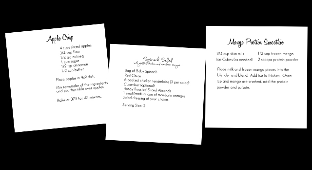 Typed Recipe Cards