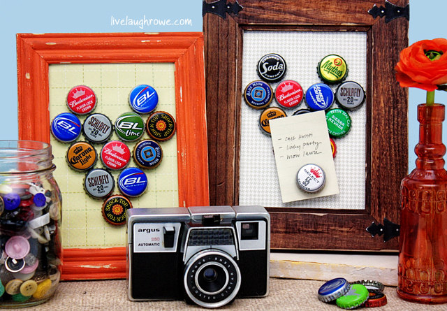 DIY Bottle Cap Magnet boards with livelaughrowe.com