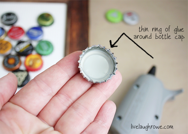 DIY Bottle Cap Magnetic Board with livelaughrowe.com