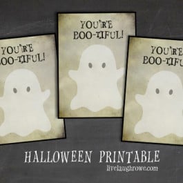 You're BOO-tiful! A fun Halloween printable that would be great for a classroom party or neighborhood pals. Print yours at livelaughrowe.com