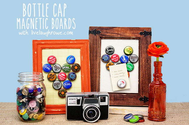 bottle cap magnetic boards with livelaughrowe.com