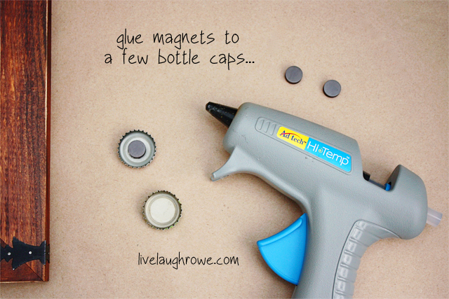 glue magnets to select bottle caps