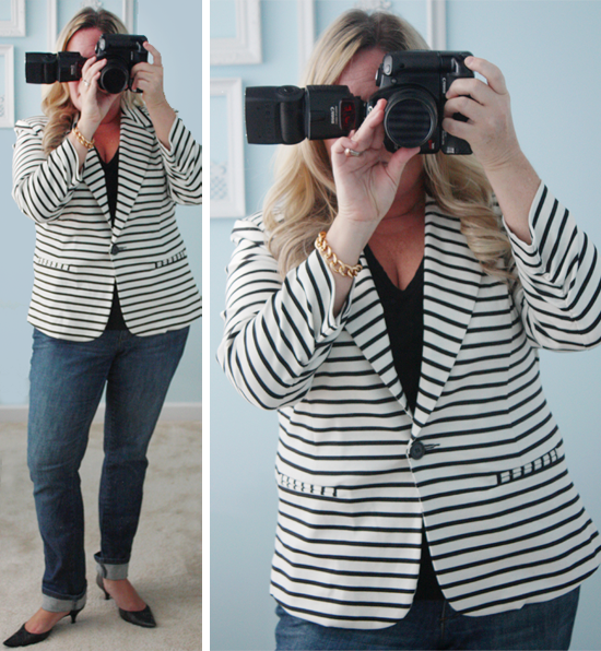 Christian Siriano Striped Jacket with livelaughrowe.com