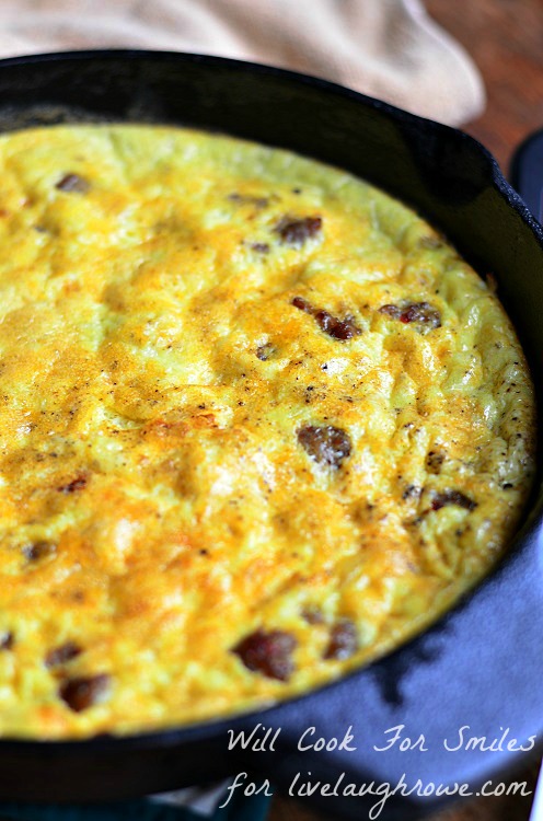 Octoberfest Sausage Potato and Onion Frittata from willcookforsmiles.com for livelaughrowe.com