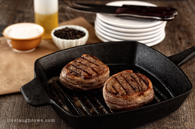 Perfectly Seasoned Bacon-Wrapped Filet Mignon with livelaughrowe.com