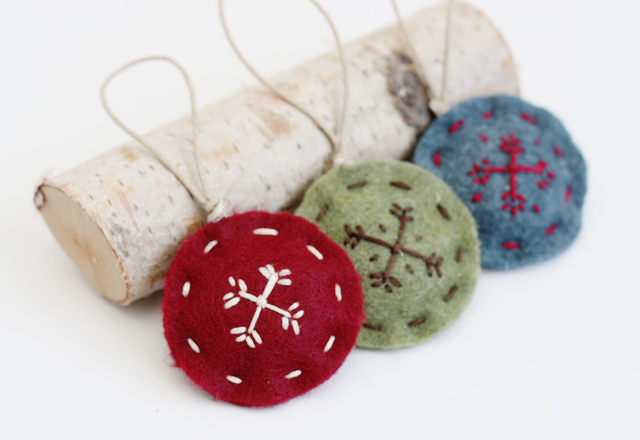Handstitched Felt Snowflake Ornaments from House 129