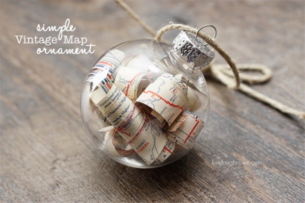 Vintage Map Ornament - Live Laugh Rowe