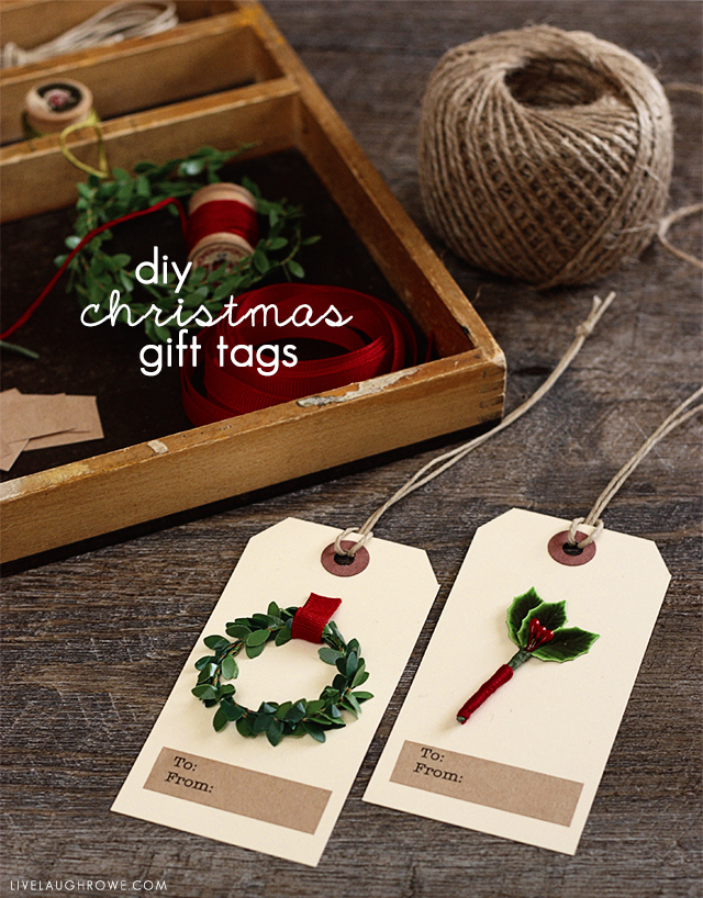 Challenge yourself to use some on-hand crafting supplies to design your own DIY Christmas Gift Tags this year. More about these beautiful tags at livelaughrowe.com