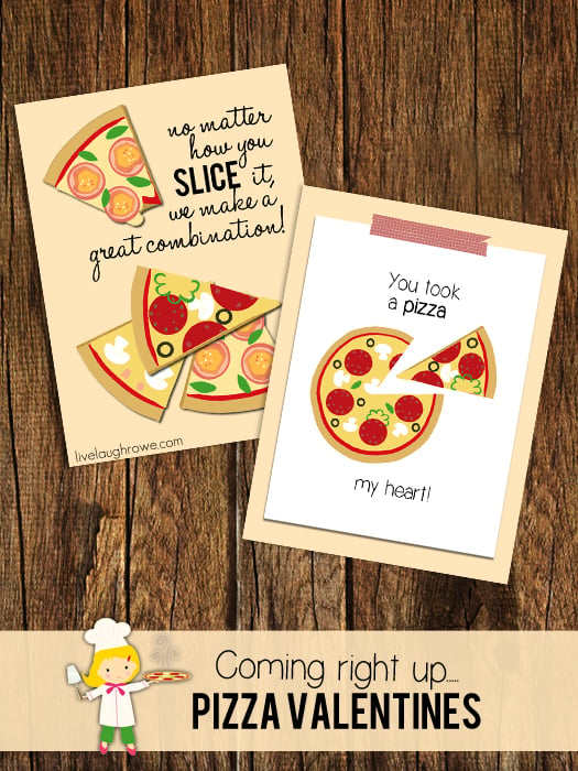 Fun for all ages, printable Pizza Valentines with livelaughrowe.com