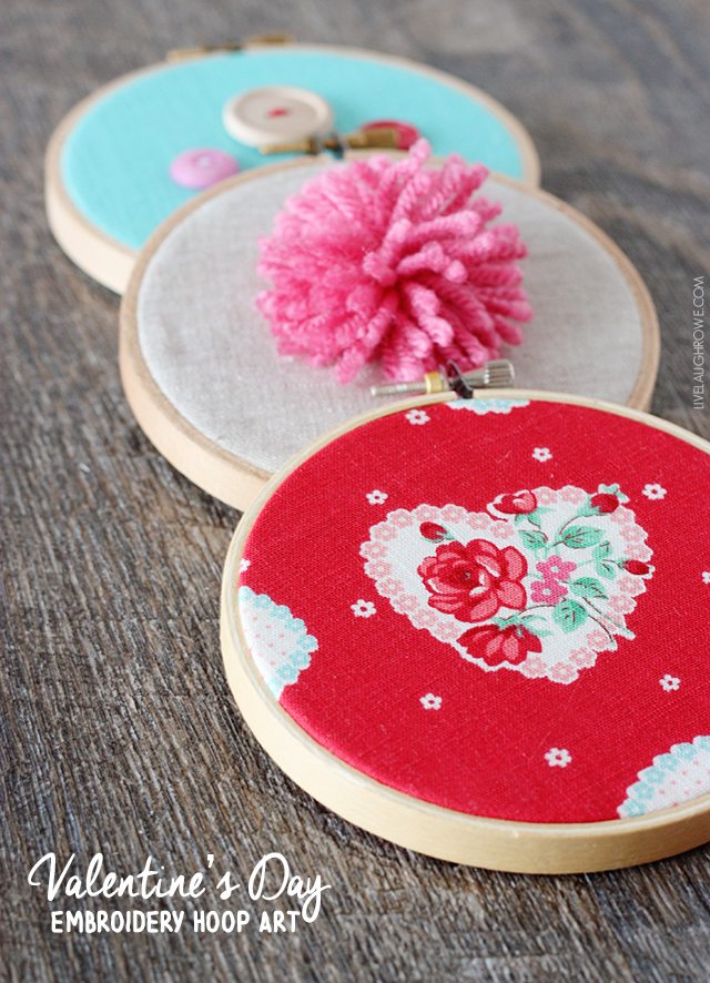 Simple and fun DIY Valentine's Day Embroidery Hoop Art with livelaughrowe.com