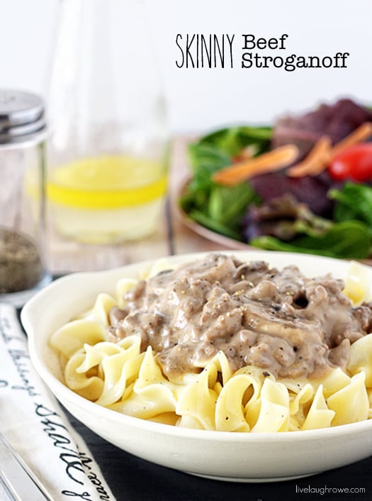 A delicious and light Beef Stroganoff with livelaughrowe.com