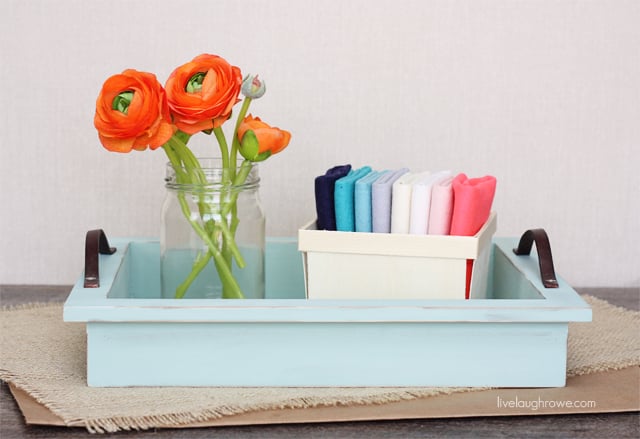 From shadow box to fabulousness! DIY Decorative Tray with leather handles with livelaughrowe.com