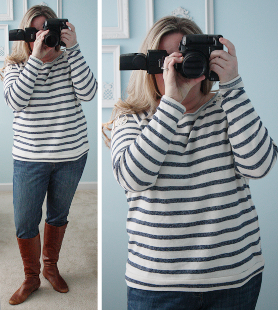 Striped Lace Sweatshirt for What I Wore Wednesday with livelaughrowe.com