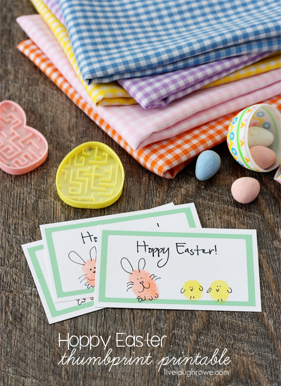 Hoppy Easter Thumbprint Cards plus a free printable with livelaughrowe.com