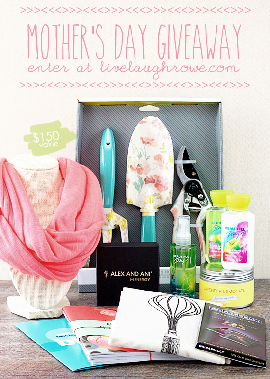 Enter to win the Mothers Day Giveaway at livelaughrowe $150 value