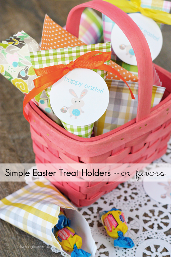 Simple Easter Treat Holders or Favors with live laugh rowe