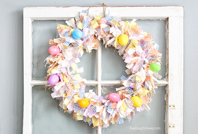 Such a lovely Scrap Fabric Easter Wreath with livelaughrowe.com