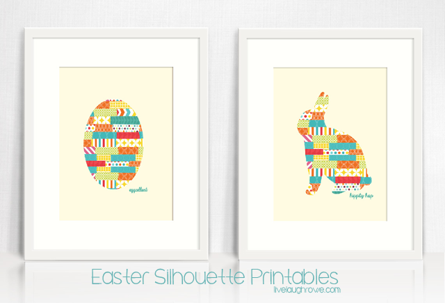 Two Easter Silhouette Printables. Cute rabbit or egg with livelaughrowe.com
