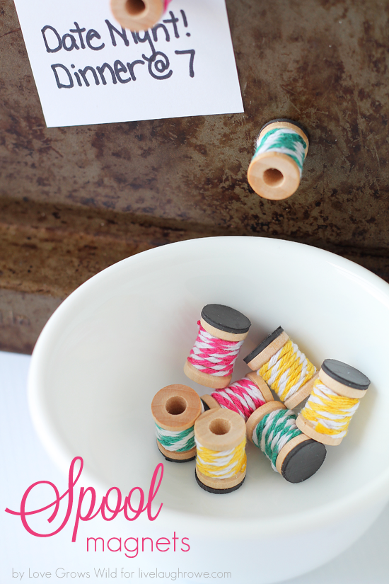 Learn how to make cute, mini Thread Spool Magnets! | Love Grows Wild for livelaughrowe.com