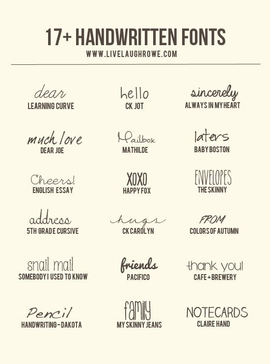 Cool Handwriting Fonts