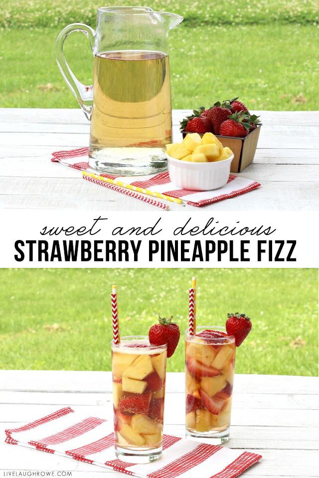 Strawberry Pineapple Fizz -- a sweet and refreshing summer drink! Recipe at livelaughrowe.com