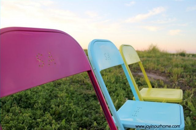 Fun and Colorful Metal Chair Makevoer via Joy in Our Home