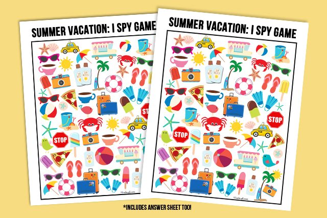Free Summer Vacation I Spy printable! Answer key included as well -- visit with livelaughrowe.com